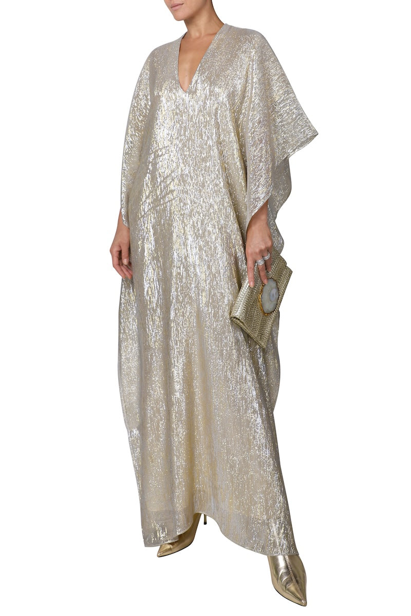 uryya silk kaftan tops カーキ Silk Kaftan Dress - uryya