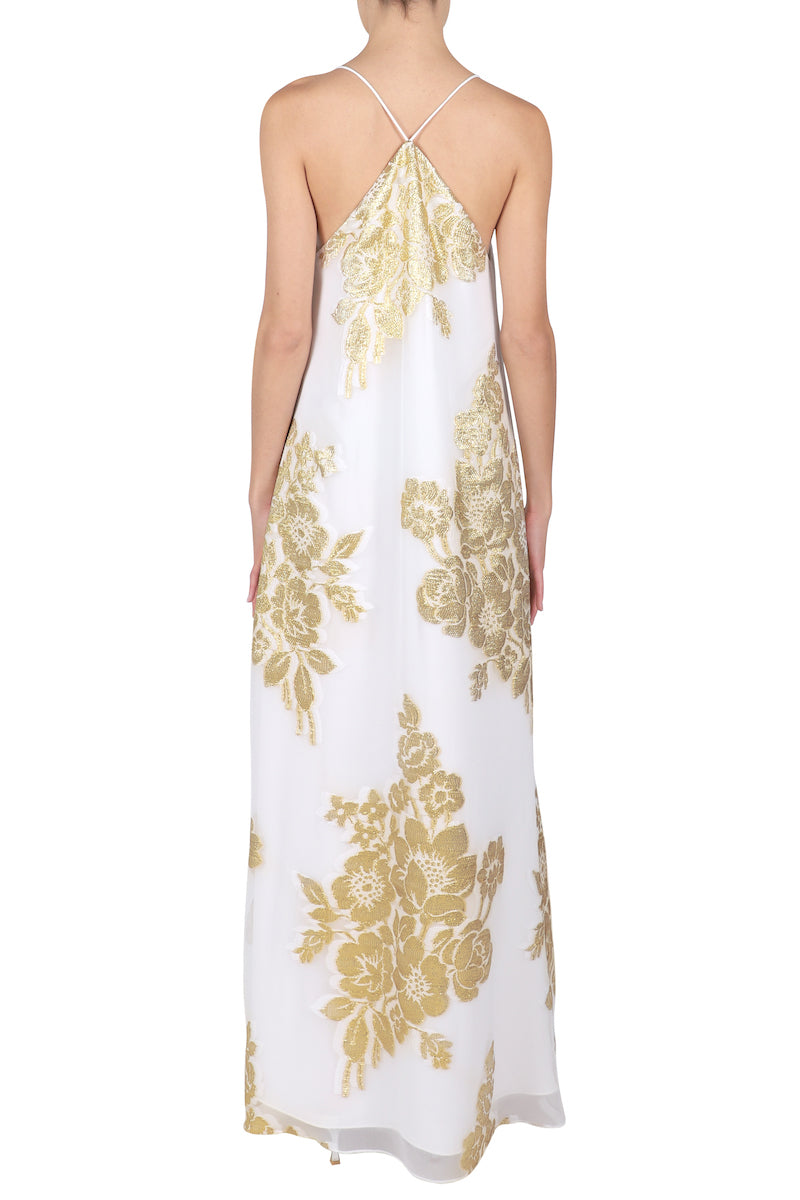 Metallic Rose Bouquet Racer Back Dress