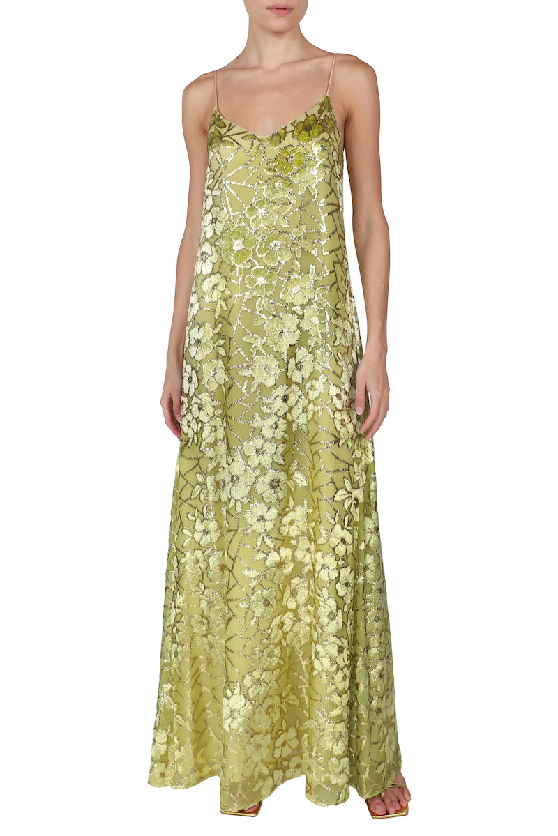 Chartreuse Gold Flower Cami Dress Marie France Van Damme Chartreuse Gold Flower Cami Dress Marie France Van Damme
