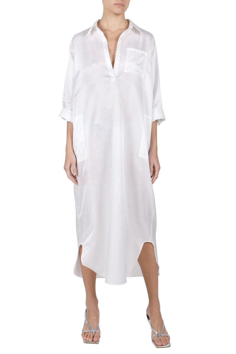 oversized polo shirt dress OVERSIZED OPEN-COLLAR SHIRT DRESS