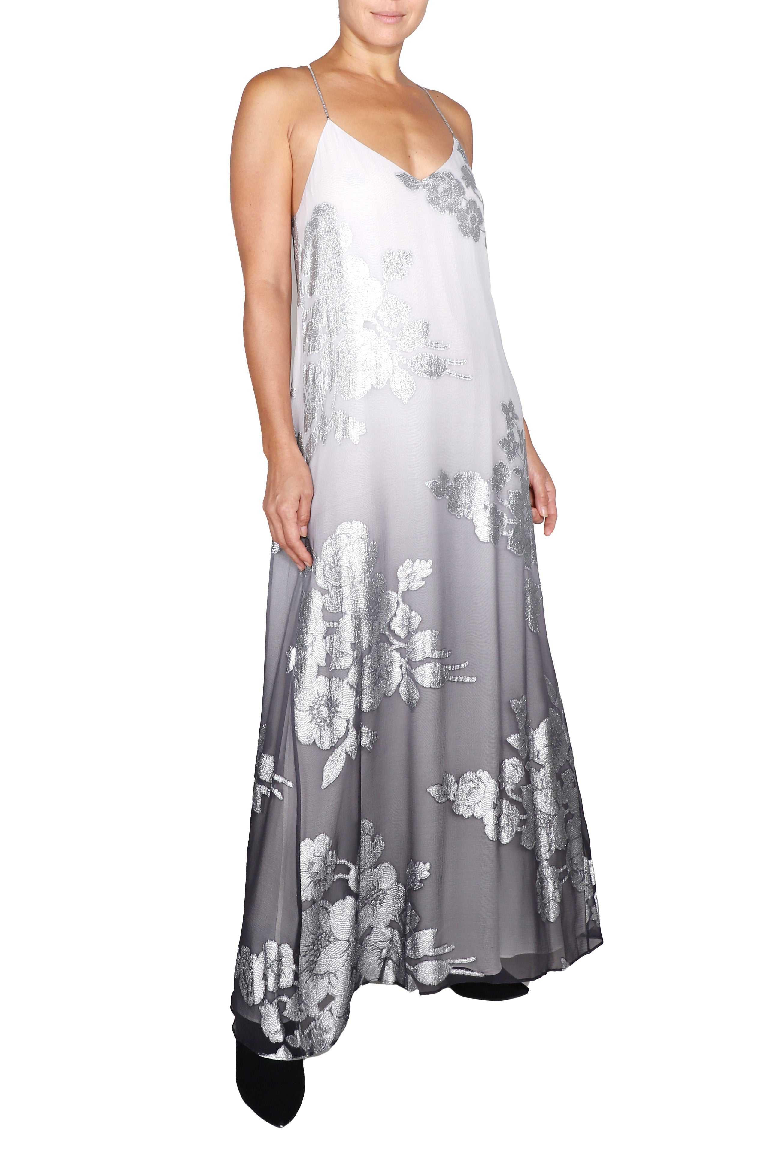 Ombre Roses Racer Back Dress 0 / Black Silver Ombre