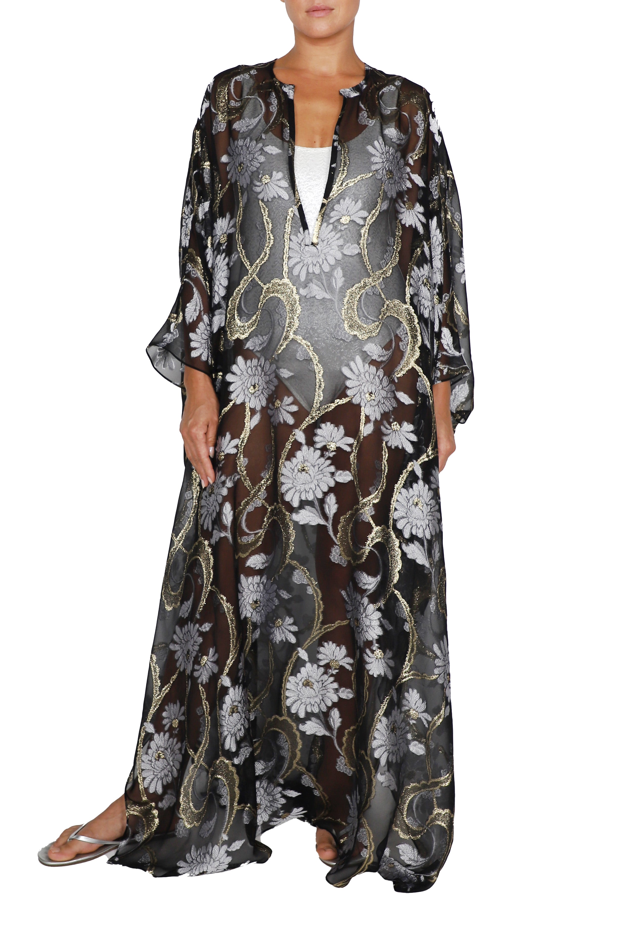 Silk Chiffon Oversized Boubou Caftan – Marie France Van Damme
