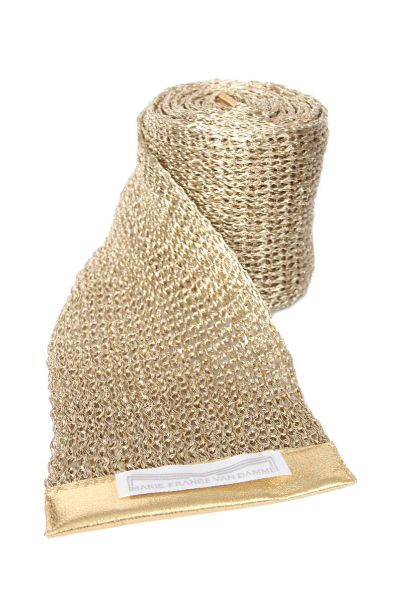 Gold Metallic Mesh Belt – Marie France Van Damme display picture 2