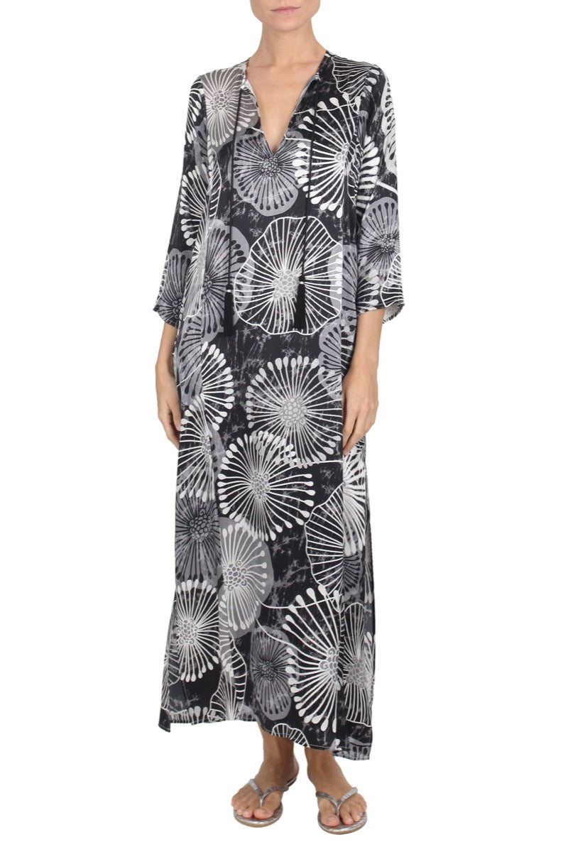 Silk Printed Long Hammer Dress Marie France Van Damme