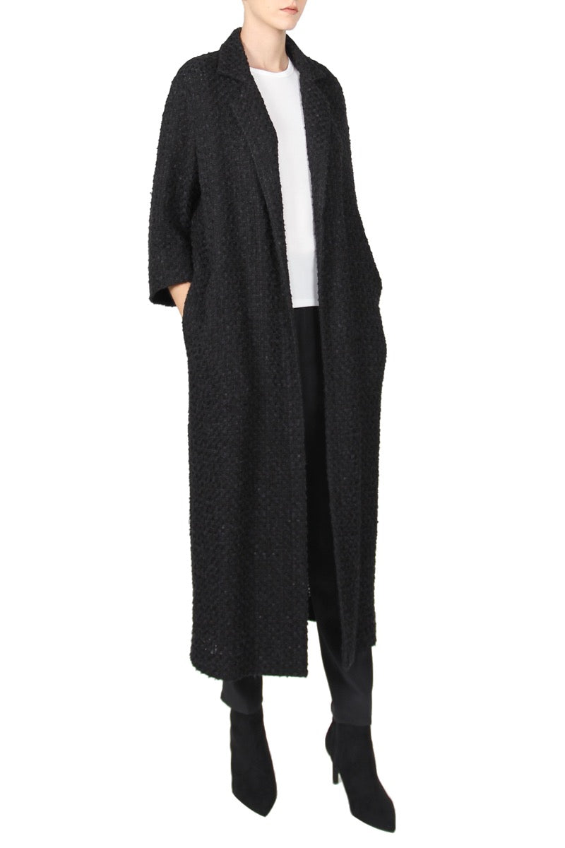 Long black on sale tweed coat
