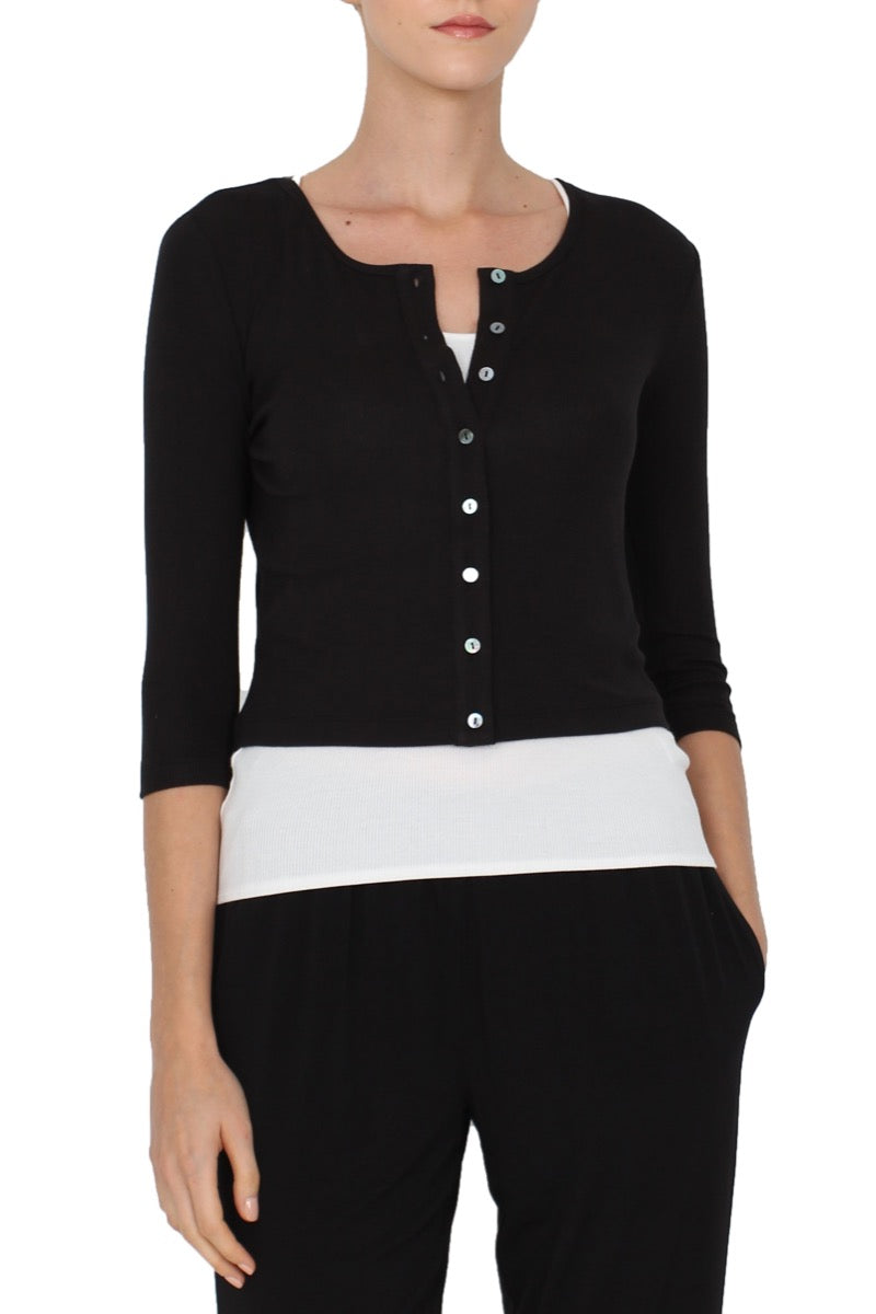 Button Up Silk Blend Short Cardigan Marie France Van Damme