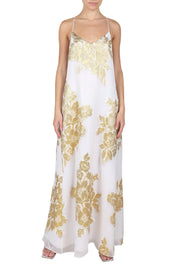 Metallic Rose Bouquet Racer Back Dress