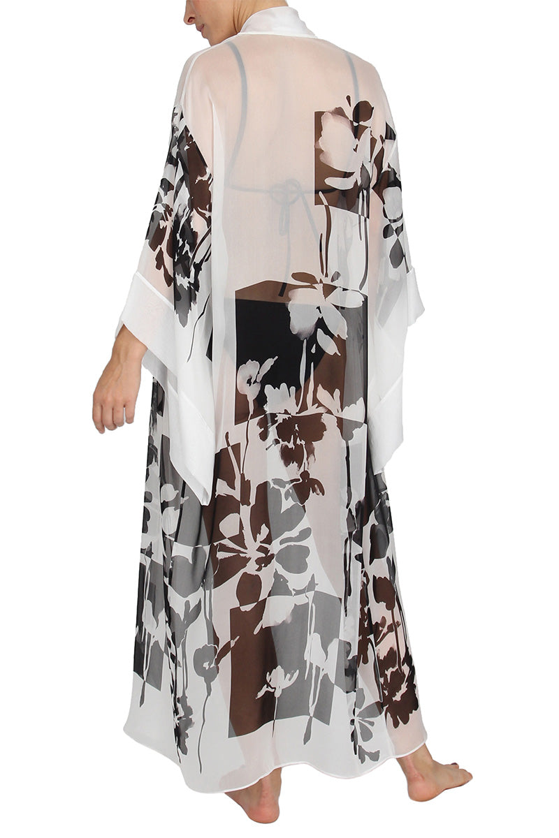 Printed Silk Chiffon Kimono – Marie France Van Damme