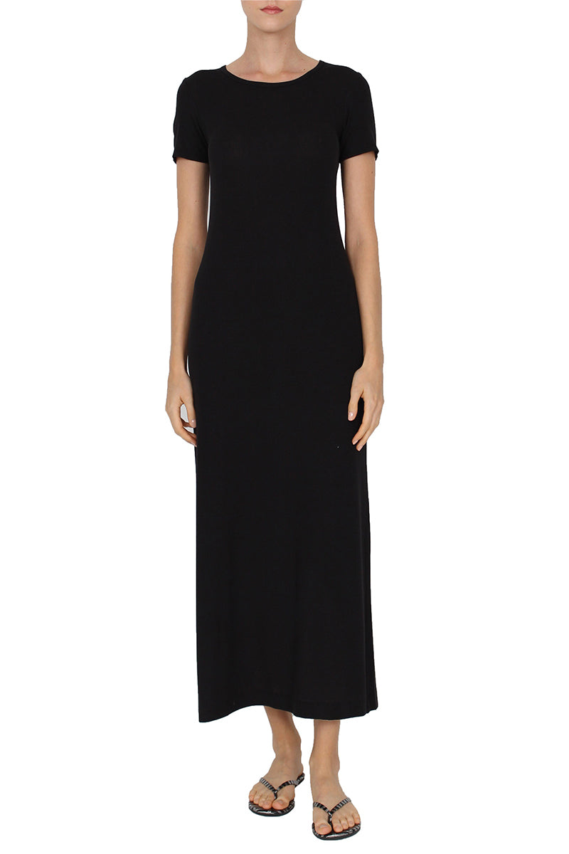Marie France Van Damme - Short Sleeve Silk Blend Crew Neck Dress Marie France Van Damme - Short Sleeve Silk Blend Crew Neck Dress