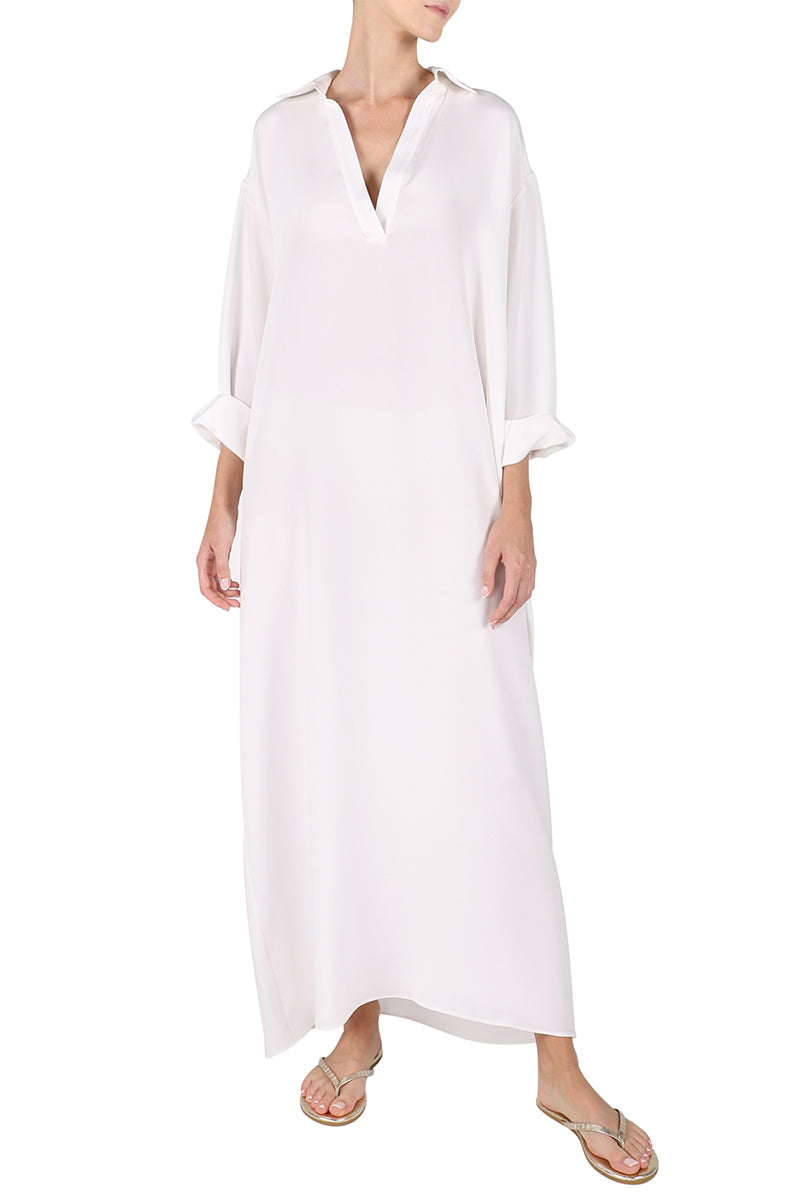 Oversized Crepe Shirt Dress Silk Crepe Polo Dress – Marie France