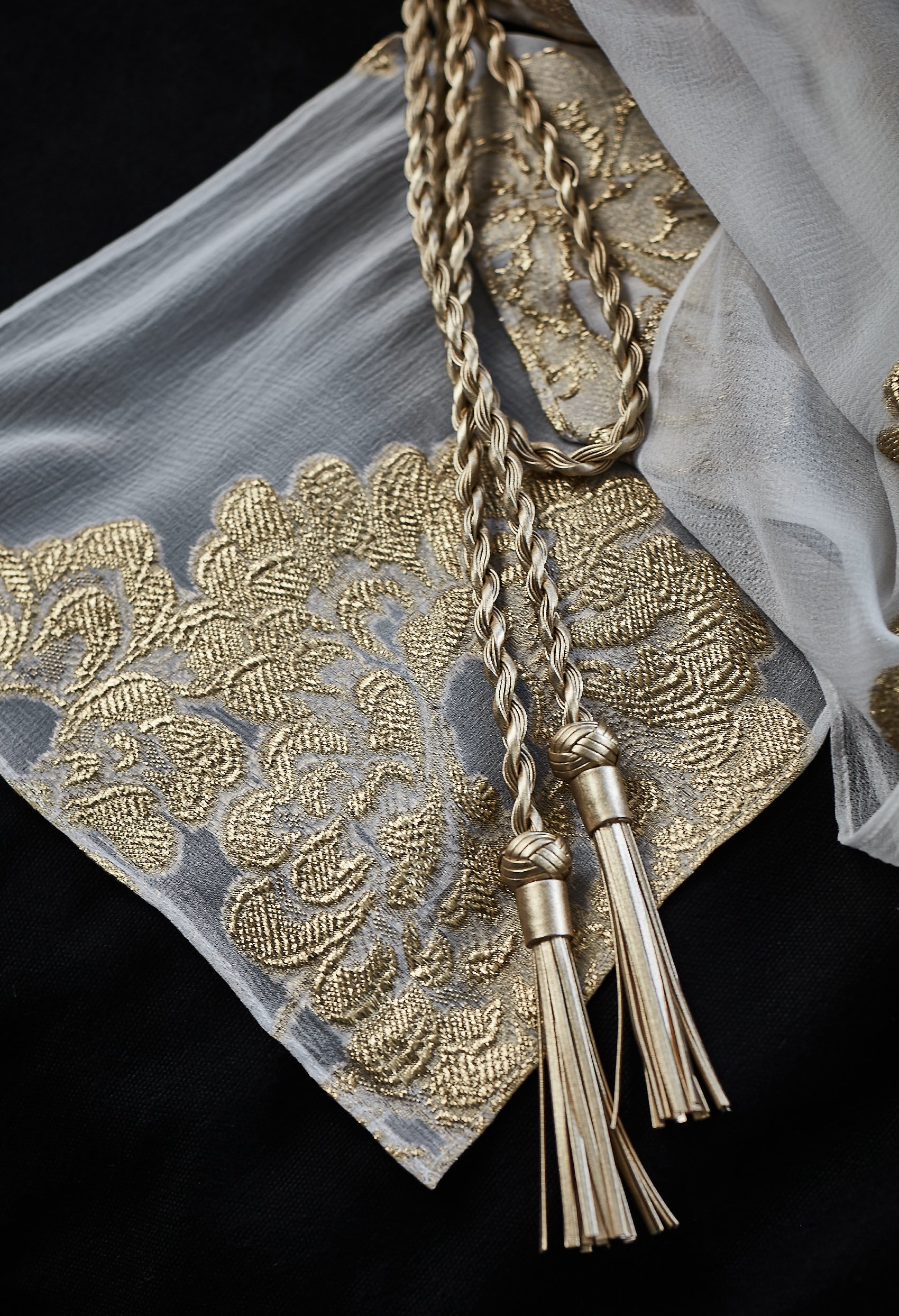 Gold Leather Braided Belt with Tassels – Marie France Van Damme