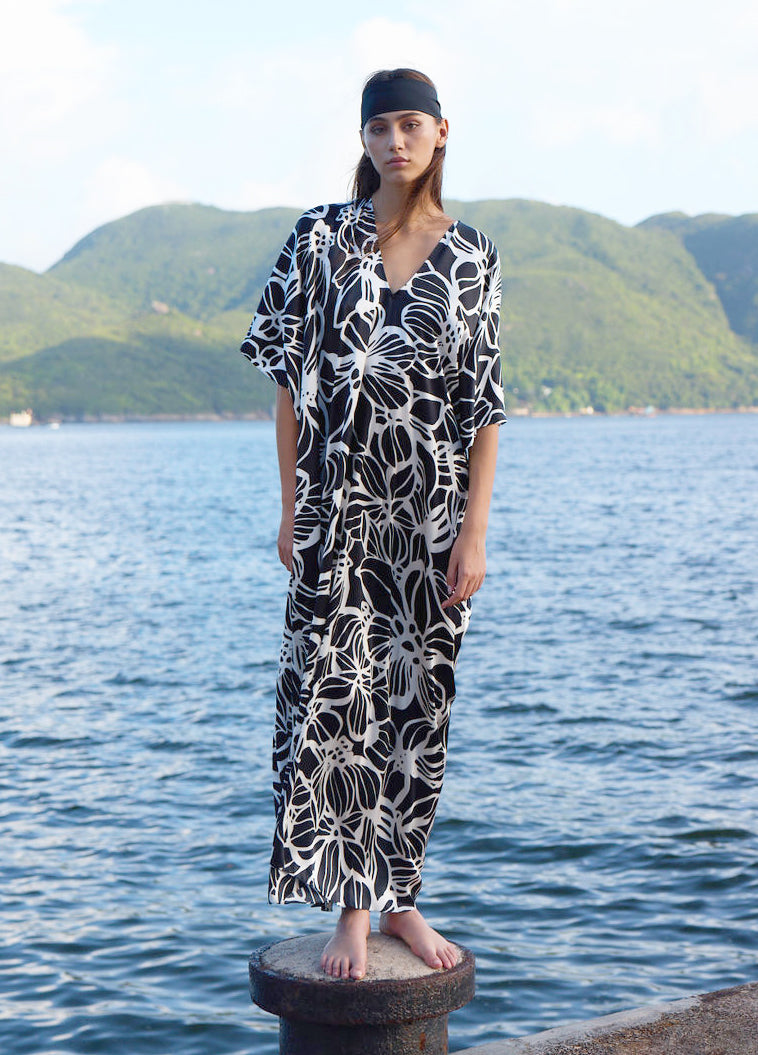 Silk Satin Hibiscus Boubou Caftan
