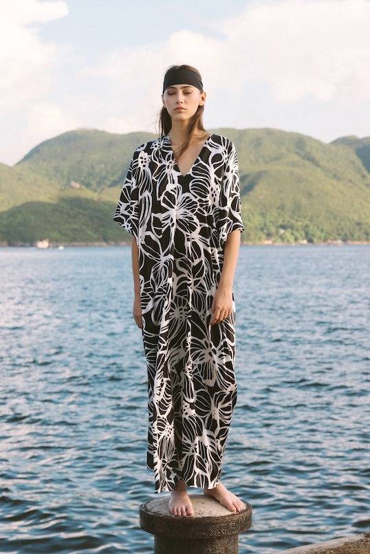 Silk Satin Hibiscus Boubou Caftan