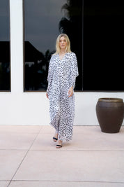 Metallic Little Flower Velour Devore Boubou Caftan