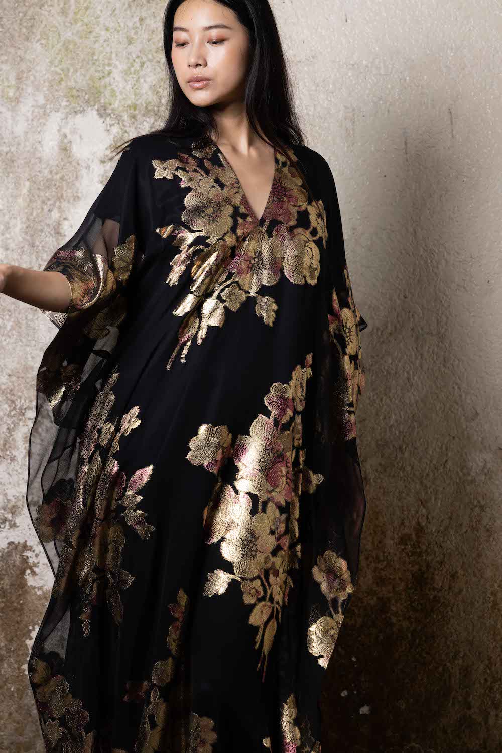 Rose Metallic Overprint Boubou Caftan
