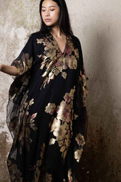 Rose Metallic Overprint Boubou Caftan