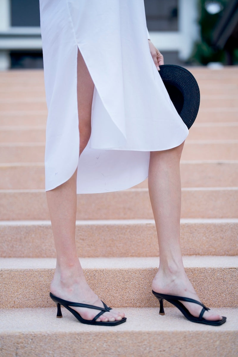 Mao Collar Cotton Dress