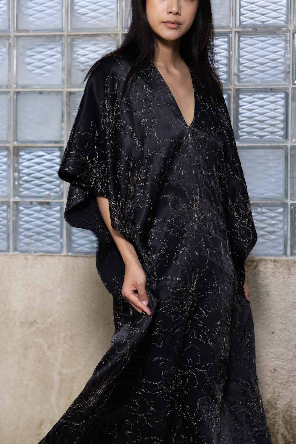 Satin Crepe Embroidered Boubou Caftan – Marie France Van Damme