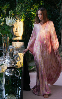 Silk Chiffon Rose Oversized Boubou Caftan