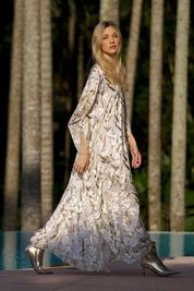 Gold Petal Velour Devore Boubou Caftan
