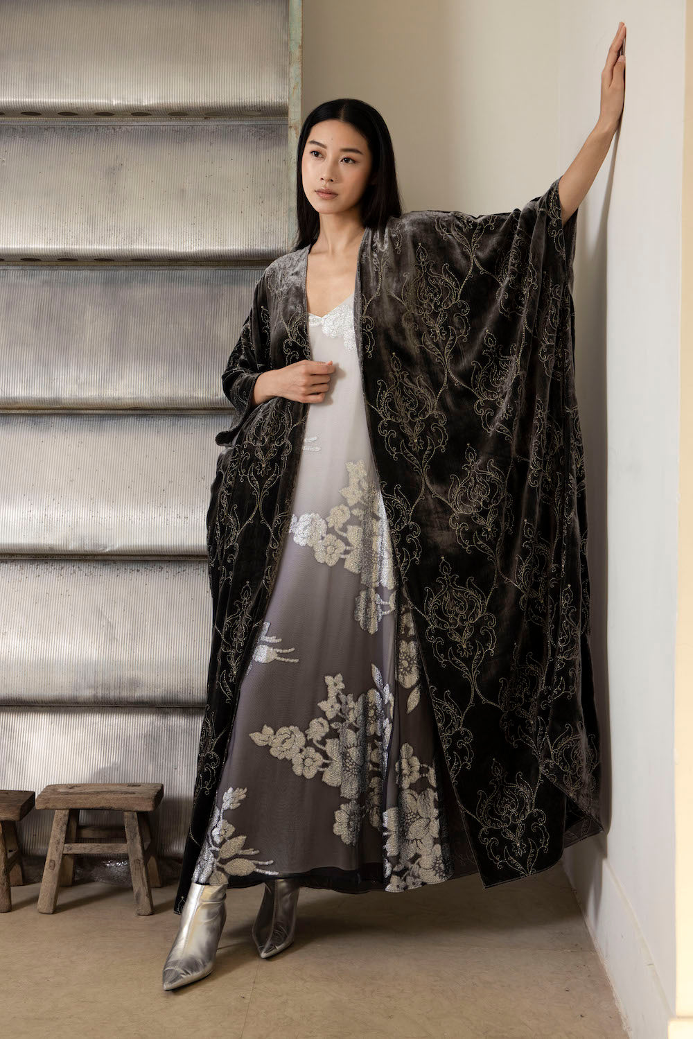 Embroidered Velour Cover Up