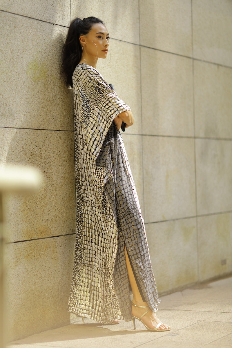 Metallic Croco Devore Boubou Caftan