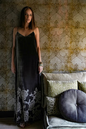 Embroidered Velour Cami Dress