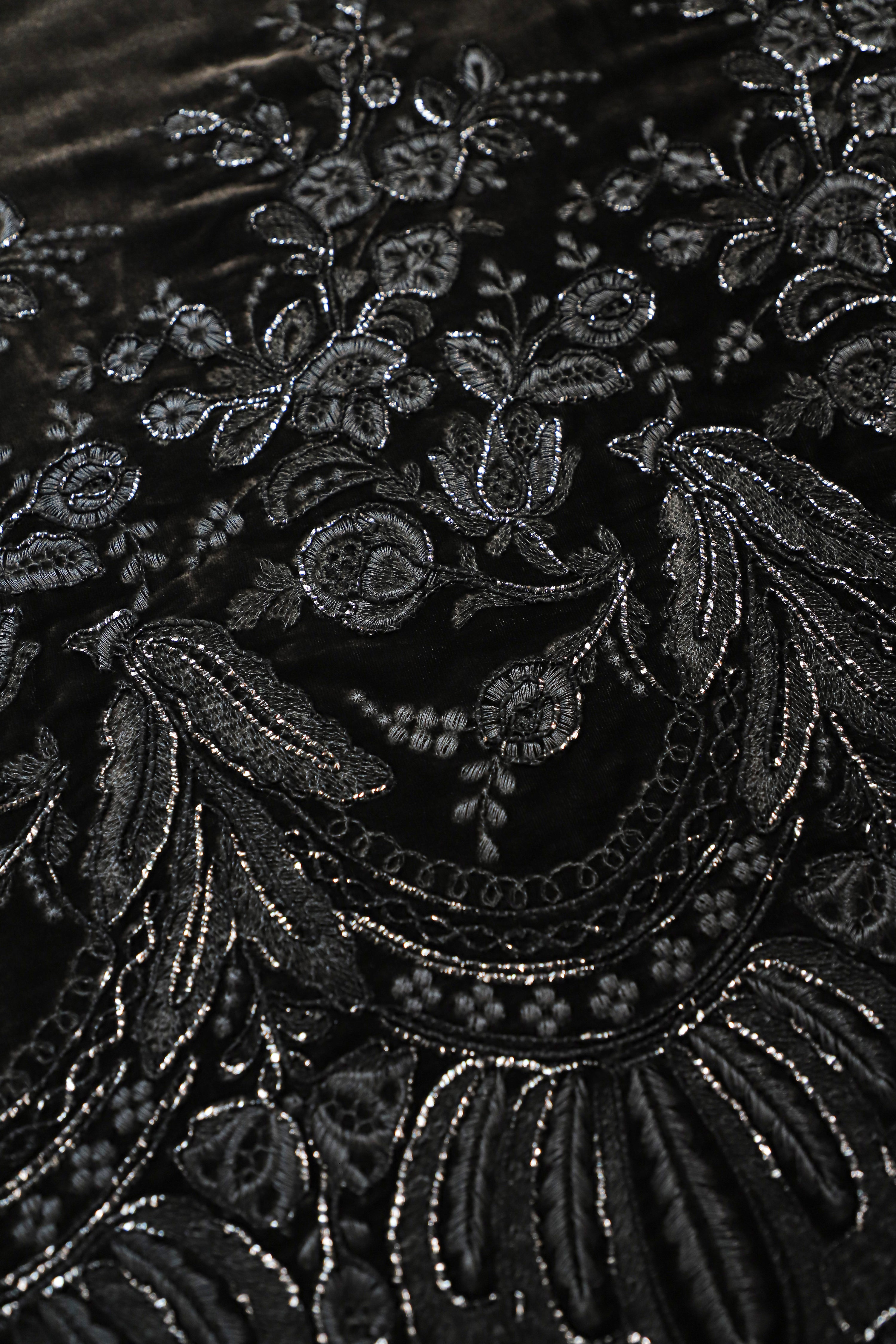 Embroidered Velour Cami Dress
