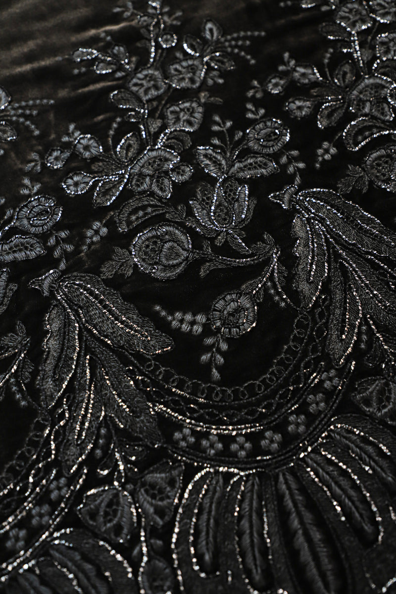 Embroidered Velour Cami Dress