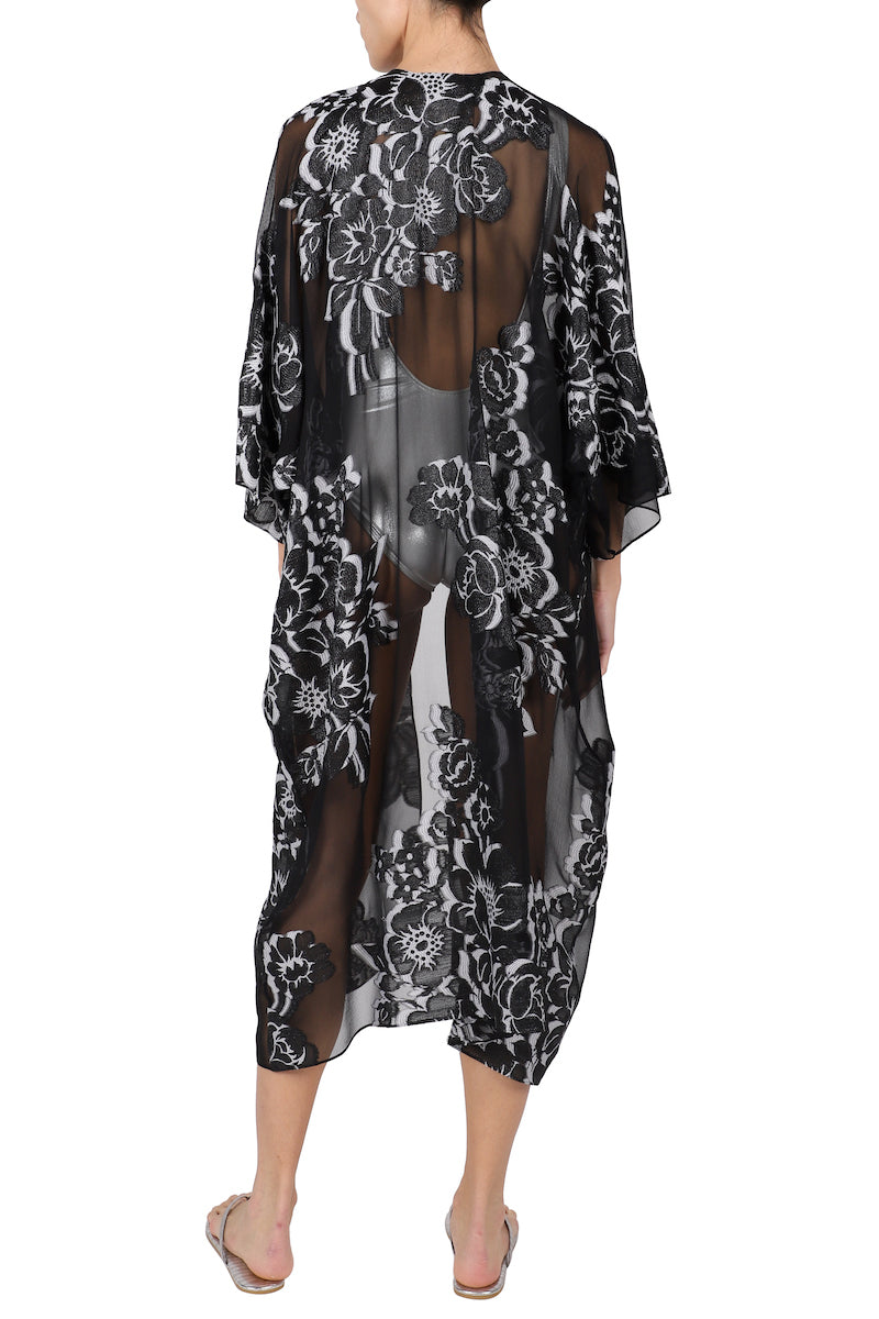 Metallic Silk Flower Babani Cover Up