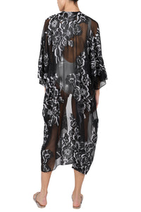 Metallic Silk Flower Babani Cover Up