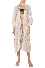 Metallic Silk Flower Babani Cover Up