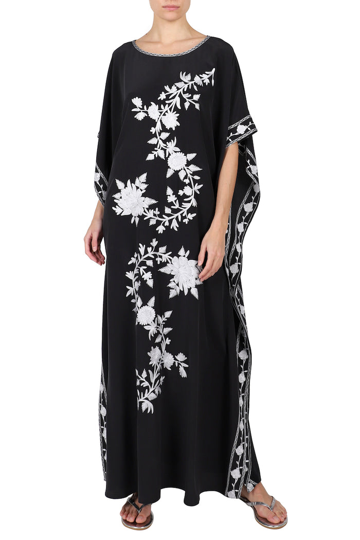 Silk Floral Embroidery Boubou Caftan