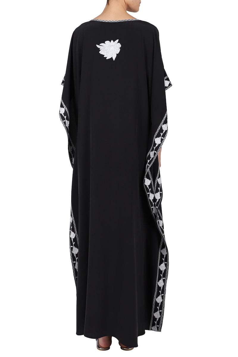 Silk Floral Embroidery Boubou Caftan