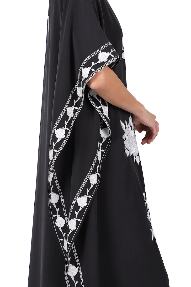 Silk Floral Embroidery Boubou Caftan
