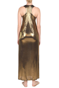Crinkle Metallic Tank Dress