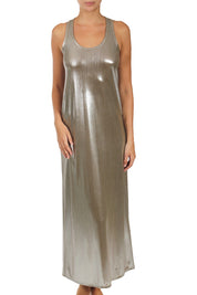 Crinkle Metallic Tank Dress