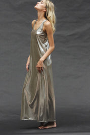 Crinkle Metallic Tank Dress