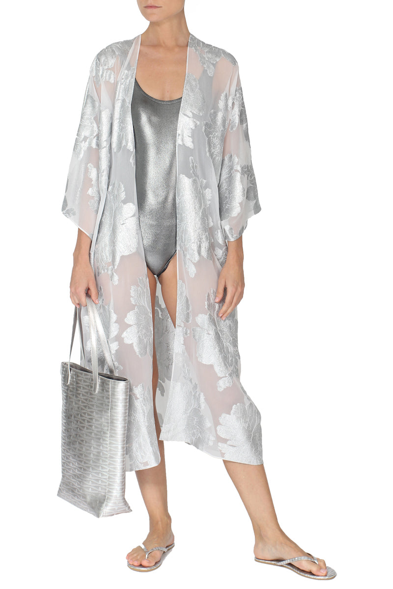 Metallic Flower Babani Cover Up