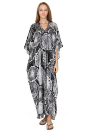Dandelion Printed Tasseled Silk Boubou Caftan