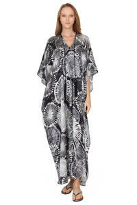 Dandelion Printed Tasseled Silk Boubou Caftan