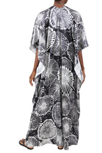 Dandelion Printed Tasseled Silk Boubou Caftan