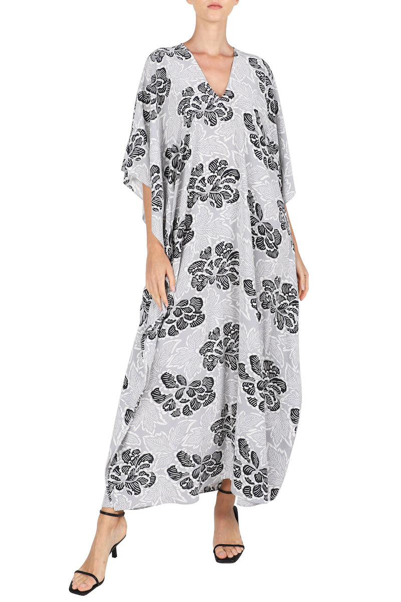 Flower Printed Crepe Boubou Caftan