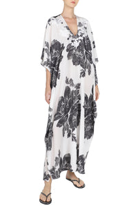 Rose Embroidered Printed Boubou Caftan