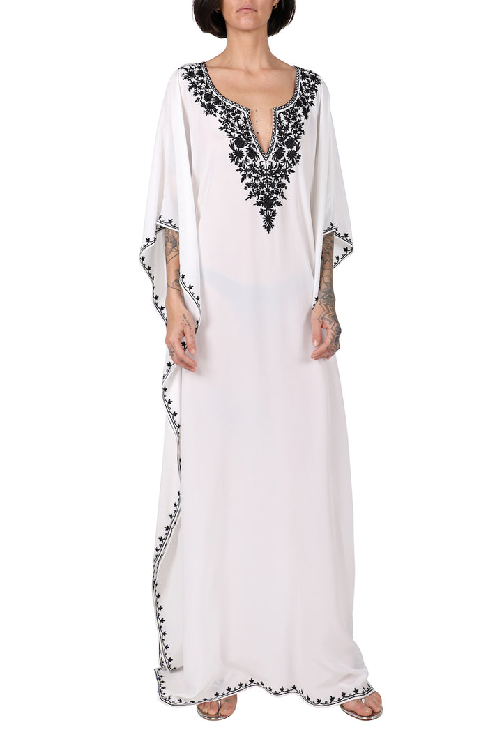 Silk Crepe de Chine Embroidered Boubou Caftan