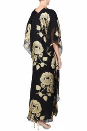 Metallic Oriental Flower Silk Boubou Caftan
