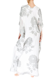 Metallic Oriental Flower Silk Boubou Caftan