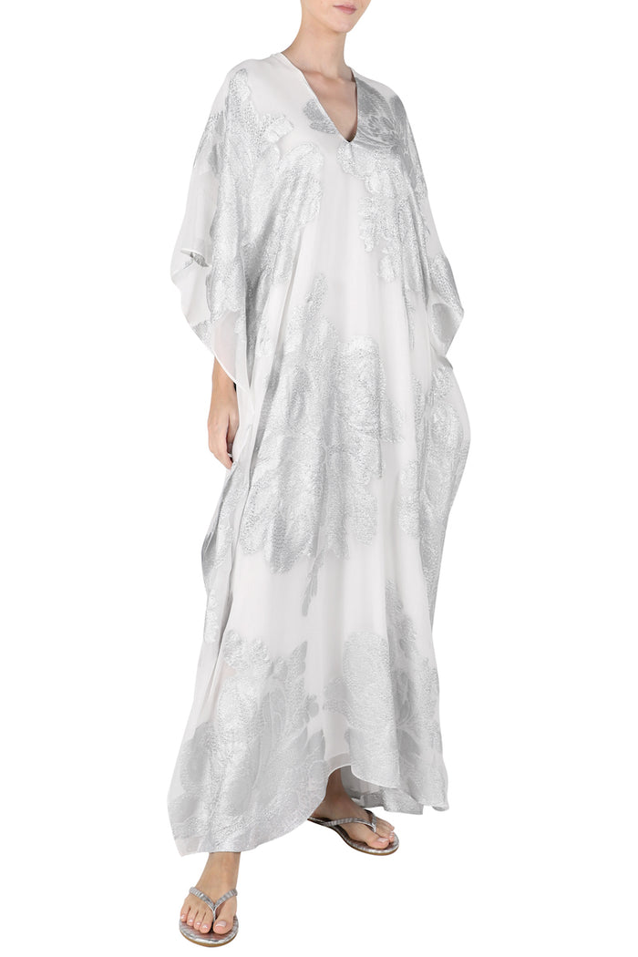 Metallic Big Flower Lined Boubou Caftan