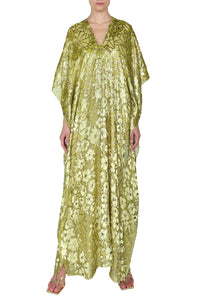 Flower Velours Devore Chartreuse Boubou Caftan