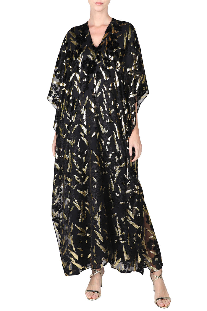 Gold Petal Velour Devore Boubou Caftan